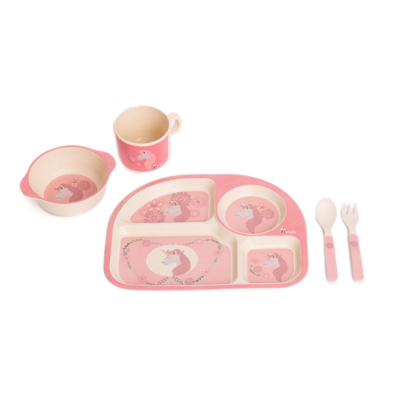 B-Set Repas Écologique en Maïs Animaux ROSE Bo Jungle