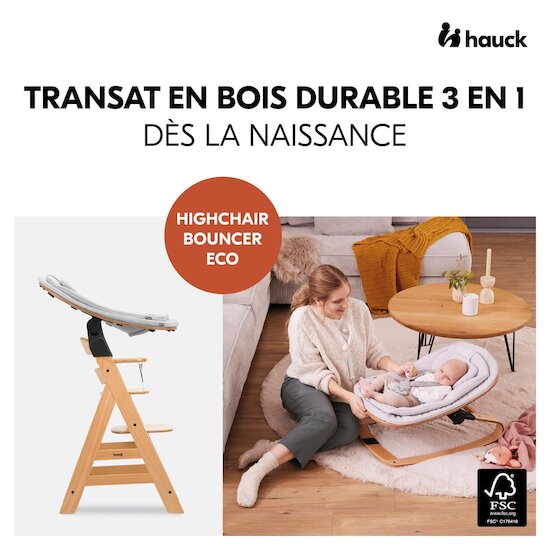 Hauck Transat chaise haute Bouncer Eco Light Grey  Hauck Transat chaise haute Bouncer Eco Light Grey