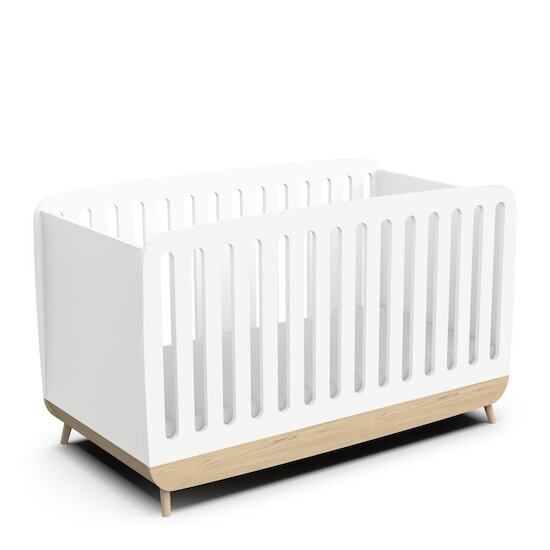 Demeyere Lit bébé avec kit évolutif  Firmiana Blanc/bois naturel 70x140 cm