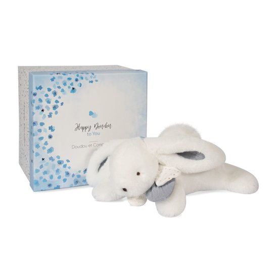 Doudou & Compagnie Doudou pantin Happy Glossy Blanc 25 cm