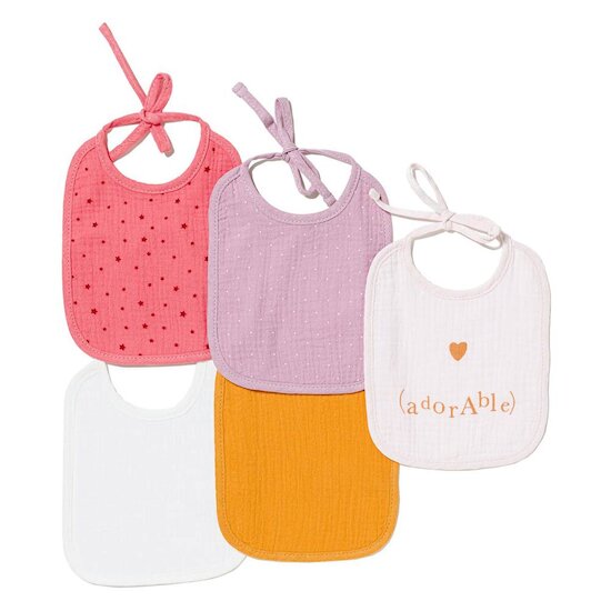 Maïka Lot 5 bavoirs 1er age Violet/Mauve  Maïka Lot 5 bavoirs 1er age Violet/Mauve