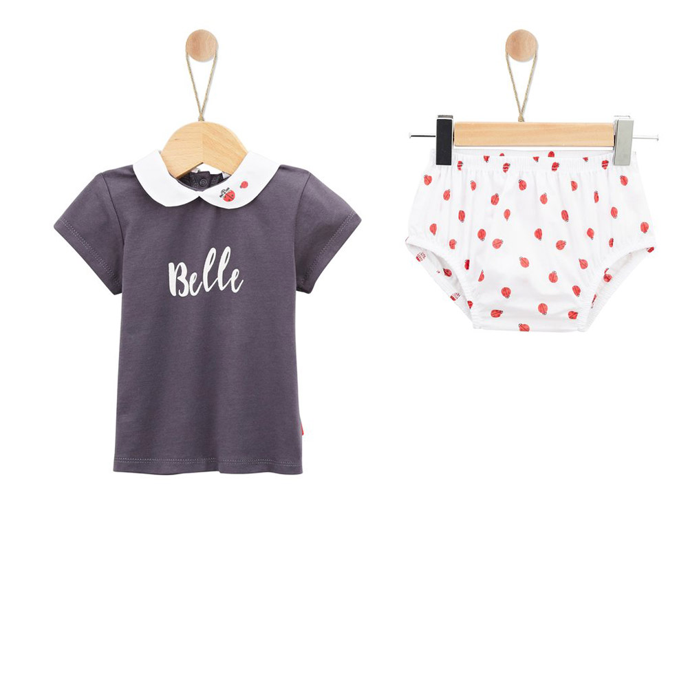 T Shirt + Bloomer Coccinelle GRIS P’tit bisou