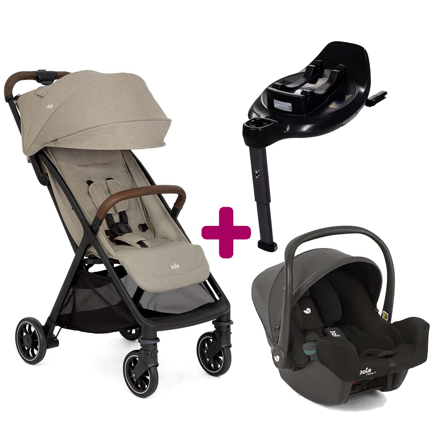 Joie - Pack Poussette duo pact Pro Oak + coque i-snug 2 Shale + base Encore  Joie