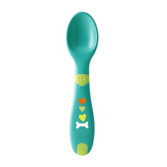 Chicco Set cuillère et fourchette Mes premiers couverts Bleu Vert 
