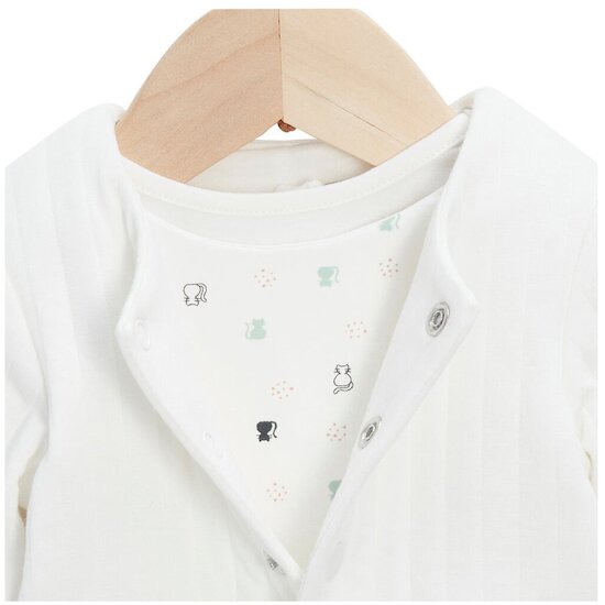 P’tit bisou Ensemble Salopette + T-shirt + Veste Mon Trousseau Chaton Imprimé Chaton  P’tit bisou Ensemble Salopette + T-shirt + Veste Mon Trousseau Chaton Imprimé Chaton