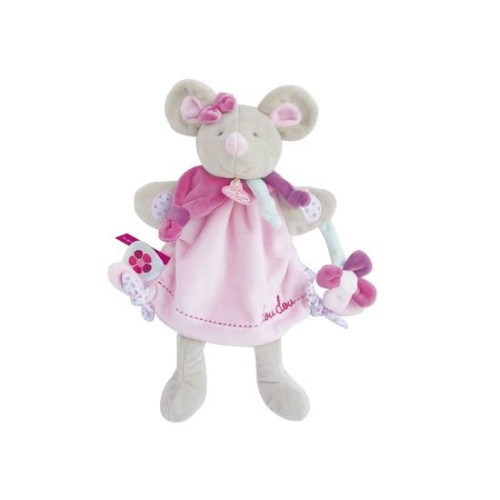 Doudou & Compagnie Marionnette souris Pearly Rose 28 cm
