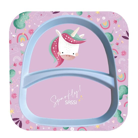 Sassi Junior Assiette carrée compartiments Sparkly The Unicorn 