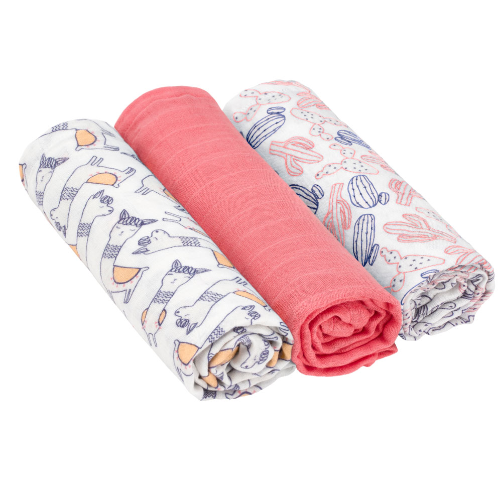 3 langes emmaillotage doux Glama Lama ROSE Lässig