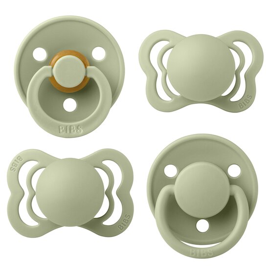 BIBS Tétines Coffret Découverte 4 Pack Sage/Sage 0-6 mois