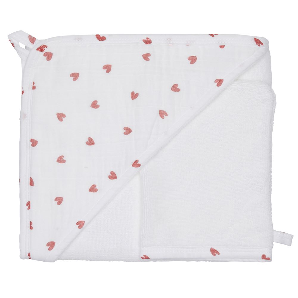 Cape de bain et gant de toilette ROUGE BB&Co