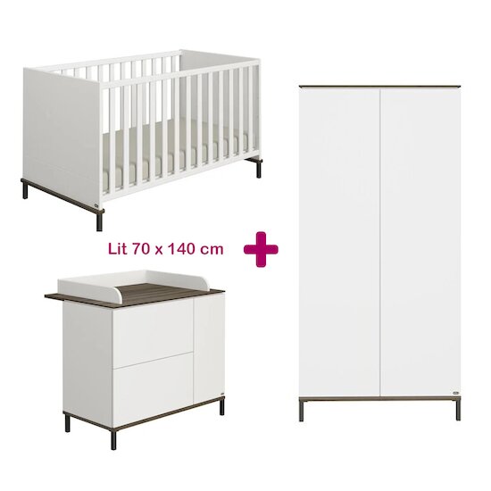Yuny by Paidi Chambre bébé complète Lovely Aliv : lit 70x140, commode, armoire   Yuny by Paidi Chambre bébé complète Lovely Aliv : lit 70x140, commode, armoire