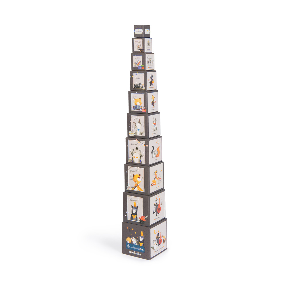 MOULIN ROTY - Cubes empilables Les Moustaches MULTICOLORE Moulin Roty
