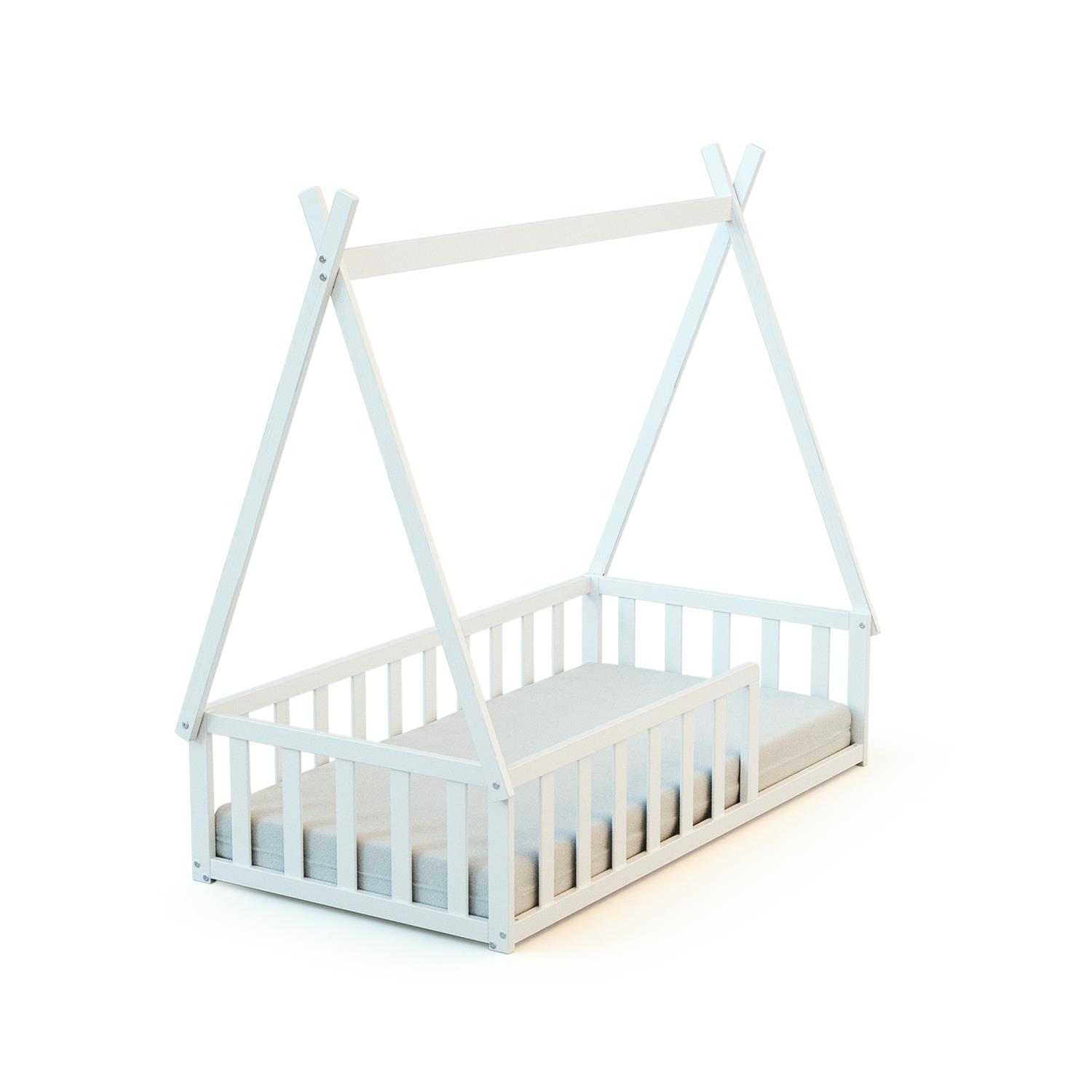 Lit Tipi au sol en bois BLANC Webaby
