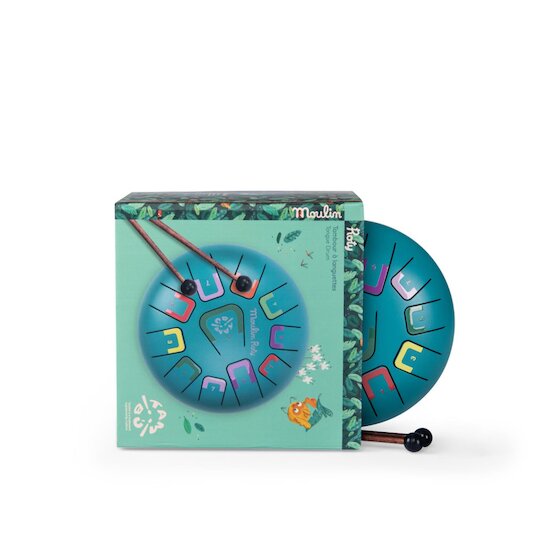 Moulin Roty Tambour à languettes Dans la jungle Bleu 