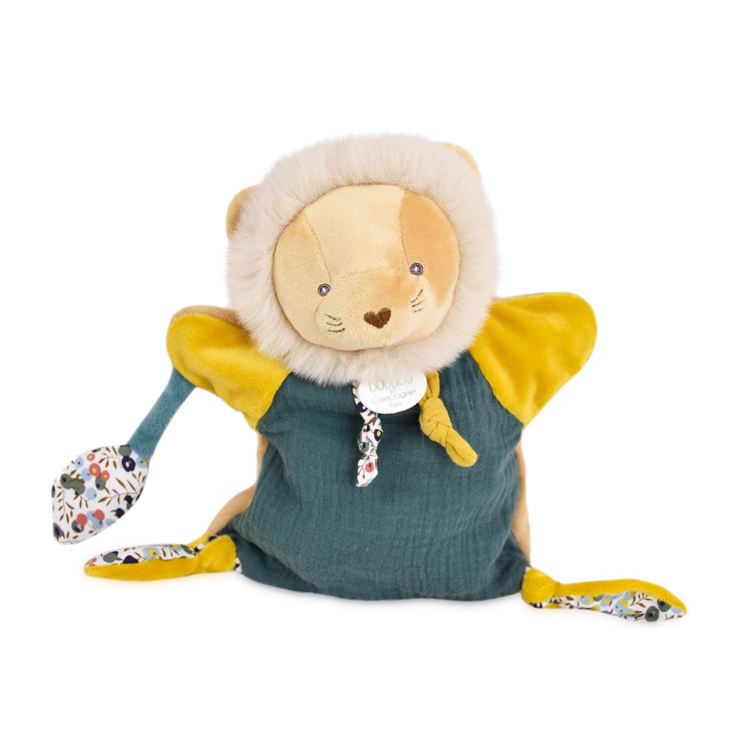 Doudou & Compagnie - Doudou marionnette Lion Boh'aime JAUNE Doudou & Compagnie