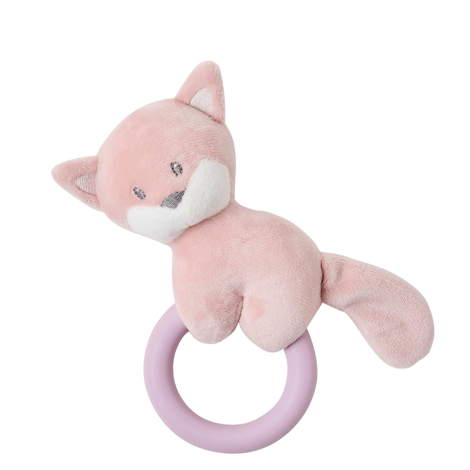 Nattou - Anneau silicone et hochet renard ROSE Nattou