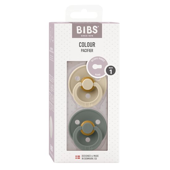 BIBS Tétines Colour 2 Pack Caoutchouc naturel Vanilla/Pine 