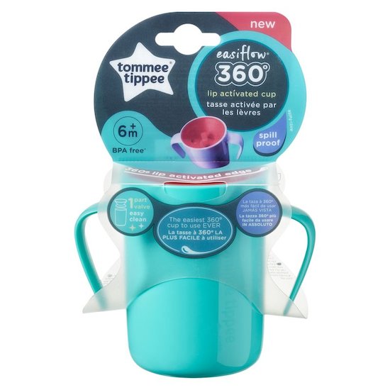 Tommee Tippee Tasse 360° avec anse sans décor Bleu 