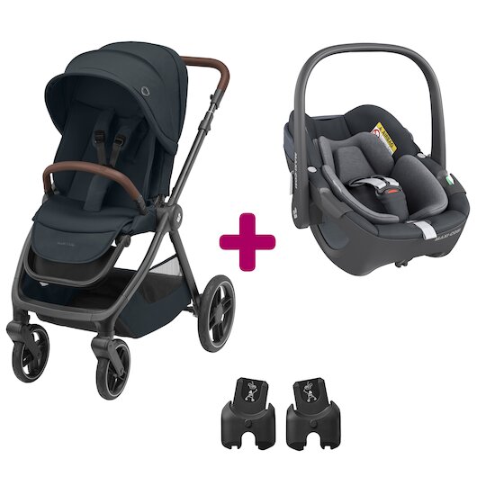 Pack poussette duo Oxford Select Grey + coque Pebble 360 pro Essential  Graphite, Poussette polyvalente - pack duo de Maxi Cosi