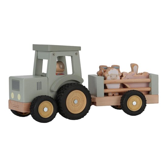 Little Dutch Tracteur avec remorque en bois FSC Little Farm 