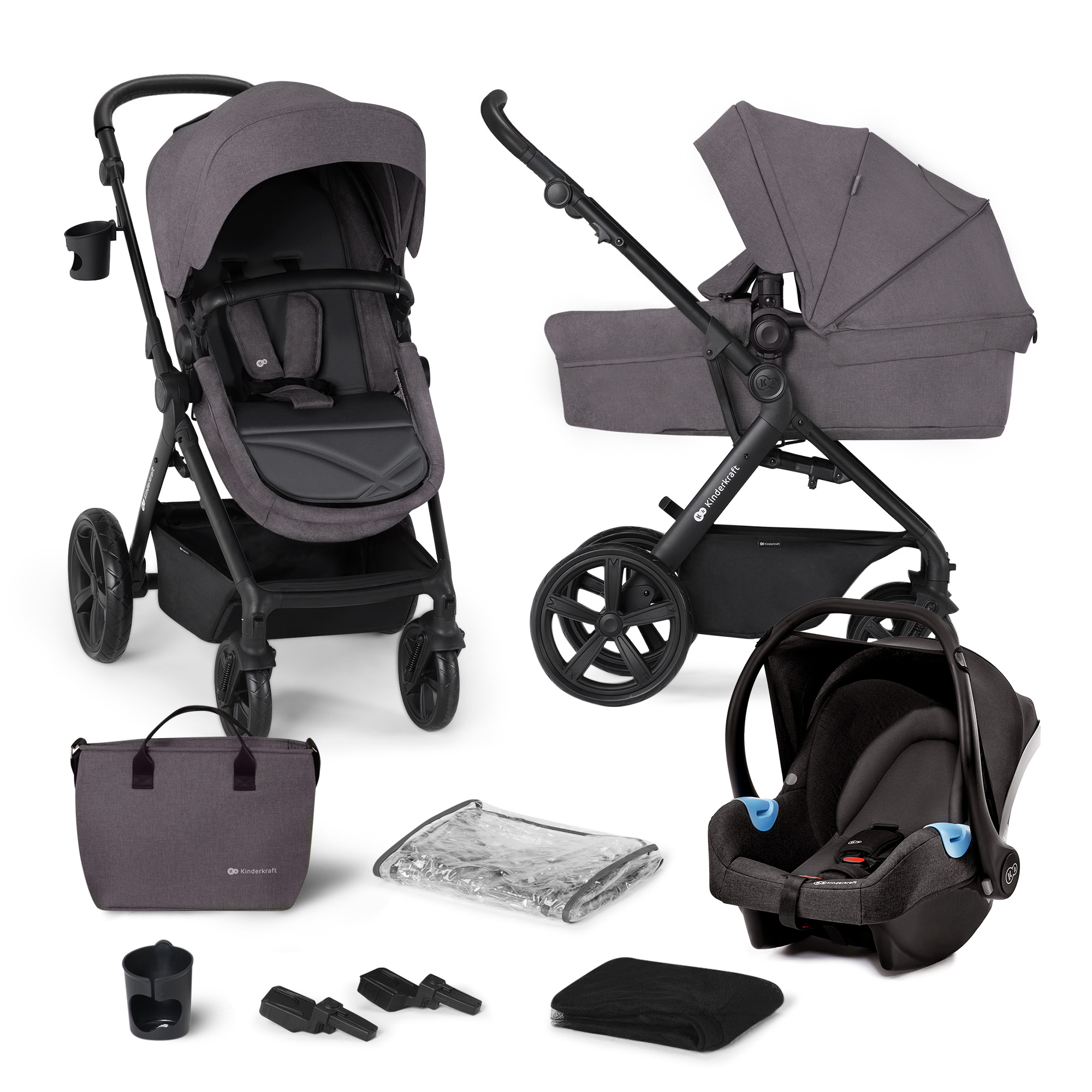 Kinderkraft Poussette trio combinée 3en1 B Tour Mink Pro Light Grey