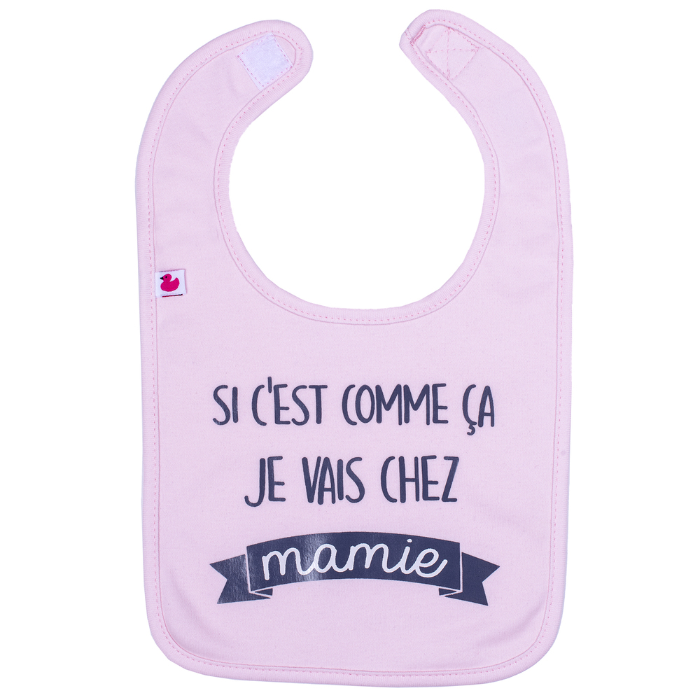 BB & Co - Bavoir "Si c'est comme ça je vais chez mamie" ROSE BB&Co