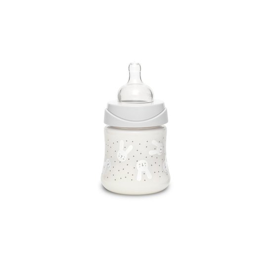 Suavinex Biberon tétine ronde débit lent - lapin Gris 150 ml Suavinex Biberon tétine ronde débit lent - lapin Gris 150 ml
