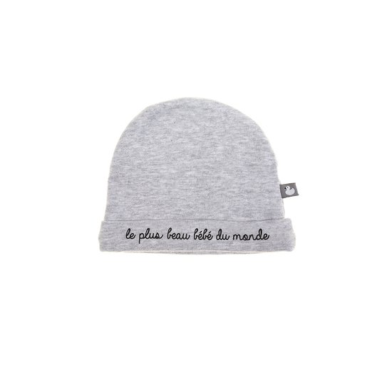 BB&Co Bonnet "Le plus beau bébé du monde" Gris Chine Naissance