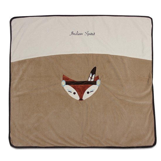 Les Chatounets Couverture de naissance Indien Taupe 80x80 cm