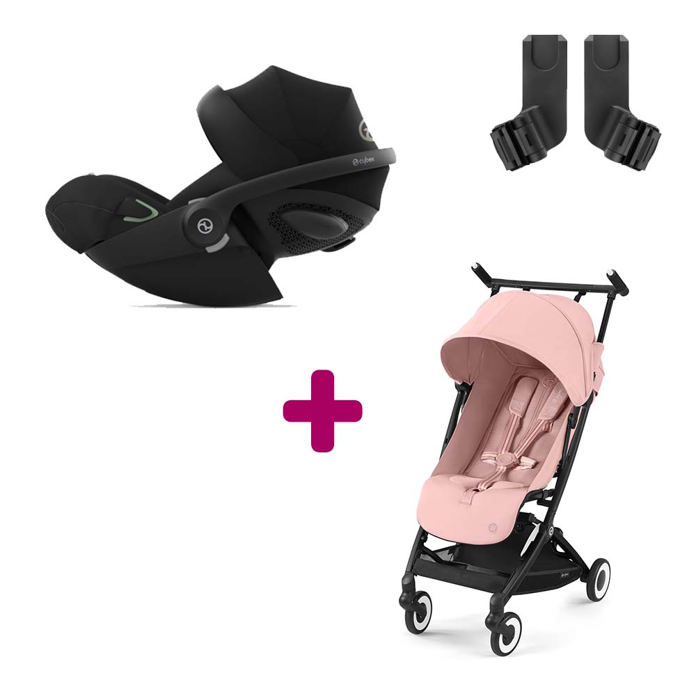 Cybex - Pack Poussette Duo Libelle Candy Pink + adaptateurs + Coque Cloud G i-Size Moon Black  Cybex