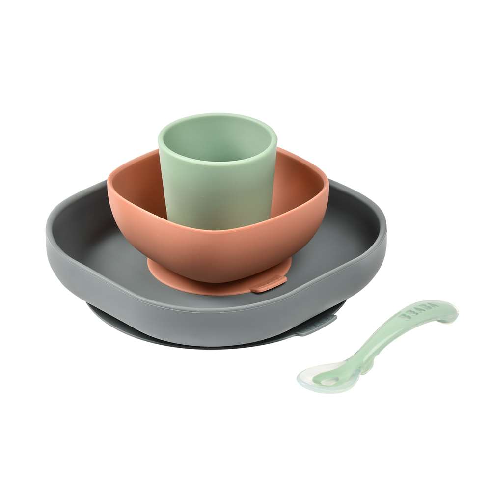 Beaba - Coffret Repas Silicone 4 pièces MULTICOLORE Béaba