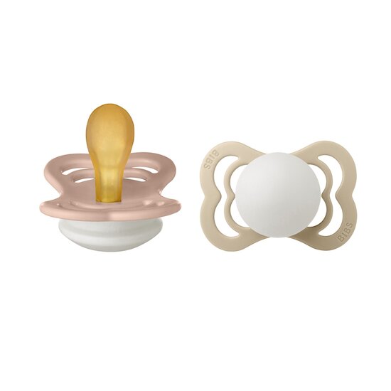 BIBS Tétines Supreme 2 Pack Caoutchouc naturel Blush Glow/Vanilla Glow 