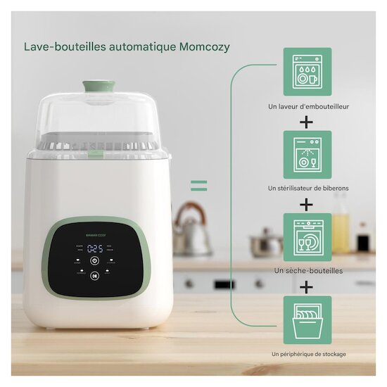 Momcozy Lave-Biberon et Stérilisateur Blanc Vert 