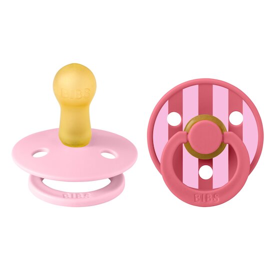 BIBS Tétines Studio Colour 2 Pack Caoutchouc naturel Baby Pink/Coral 