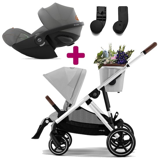 Cybex Pack Poussette Duo Gazelle S 2023 Silver Lava Grey + adaptateurs + Coque Cloud G i-Size Lava Grey  