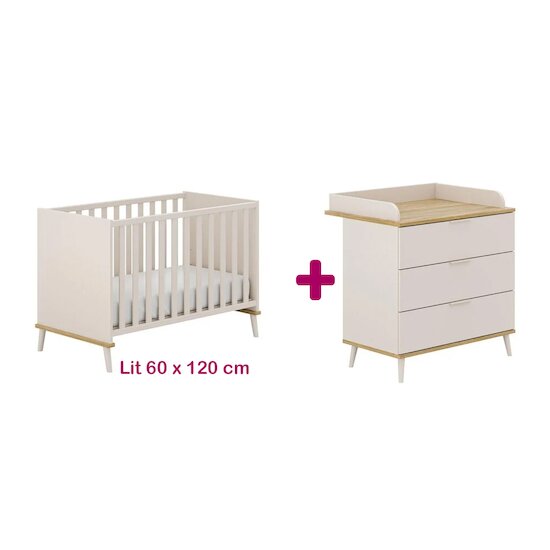 Yuny by Paidi Chambre bébé duo Hazel : lit 60x120, commode   Yuny by Paidi Chambre bébé duo Hazel : lit 60x120, commode