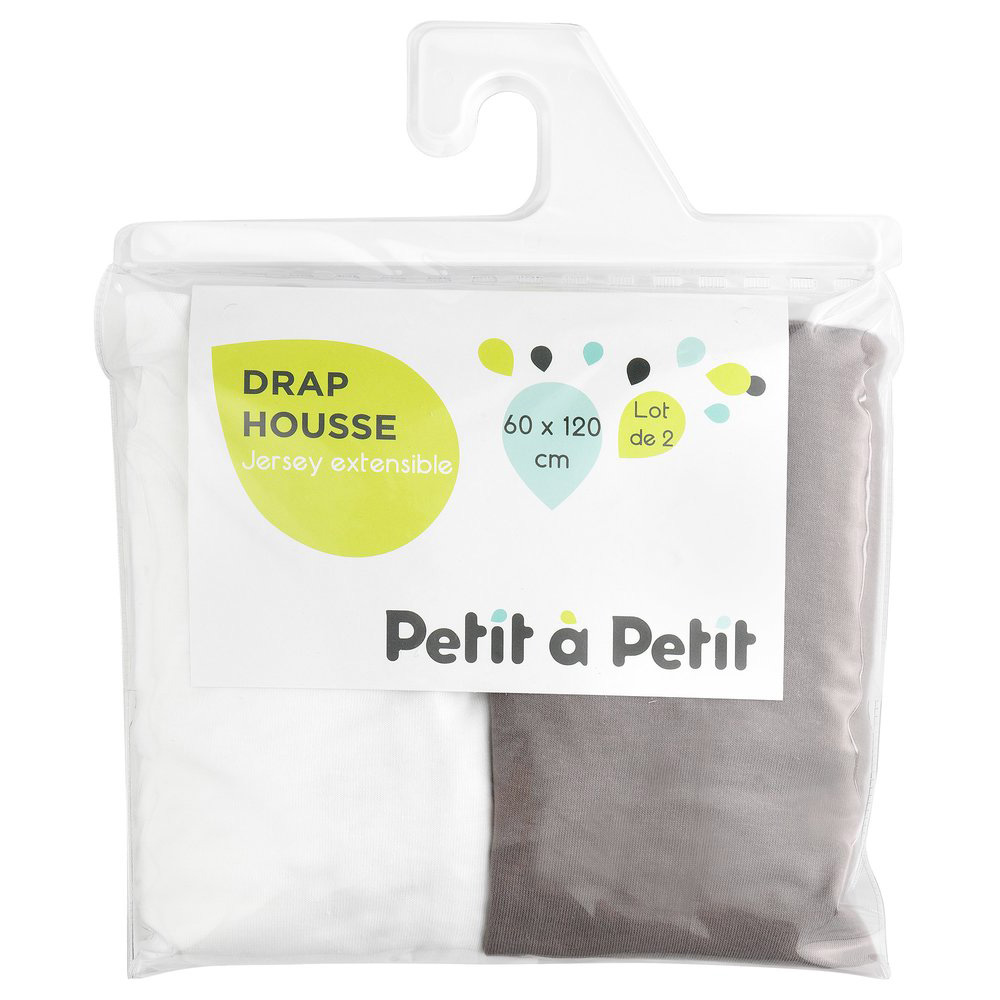 Lot de 2 draps housses MULTICOLORE Petit à petit