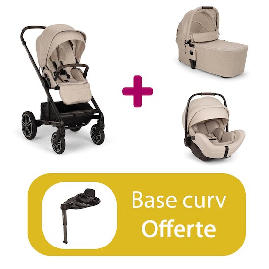 Nuna Pack Poussette trio Mixx next Biscotti + nacelle Mixx next + coque Arra Flex = base curv offerte  
