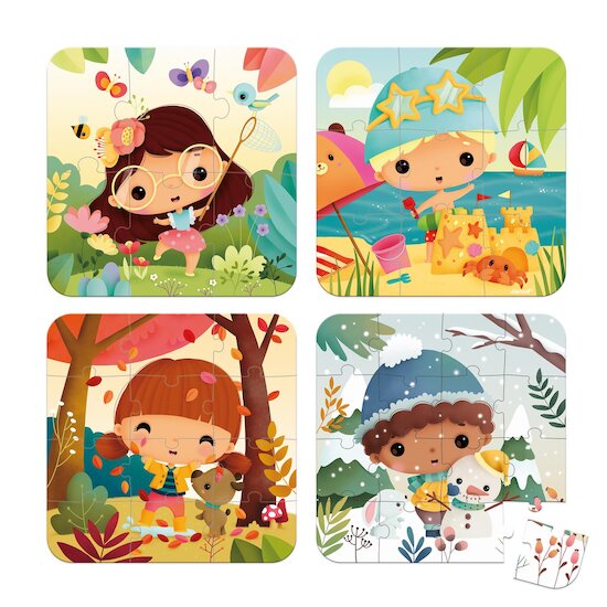 Janod 4 puzzles les 4 saisons Multicolore 