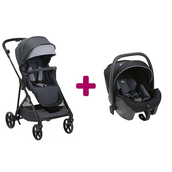 Chicco Pack poussette Duo Seety Boston grey + coque Kory Plus air black  