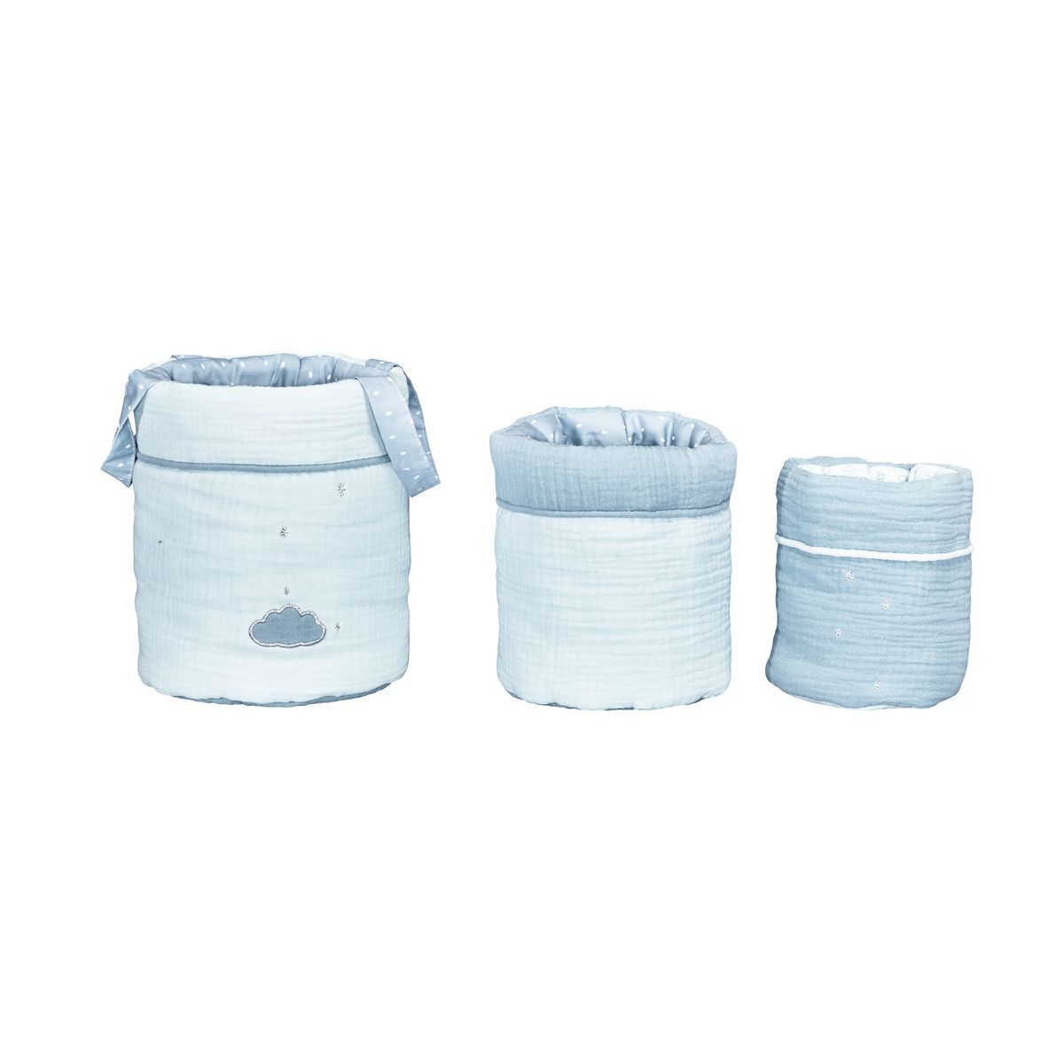 3 Panières gigognes Lily mint BLEU Sauthon