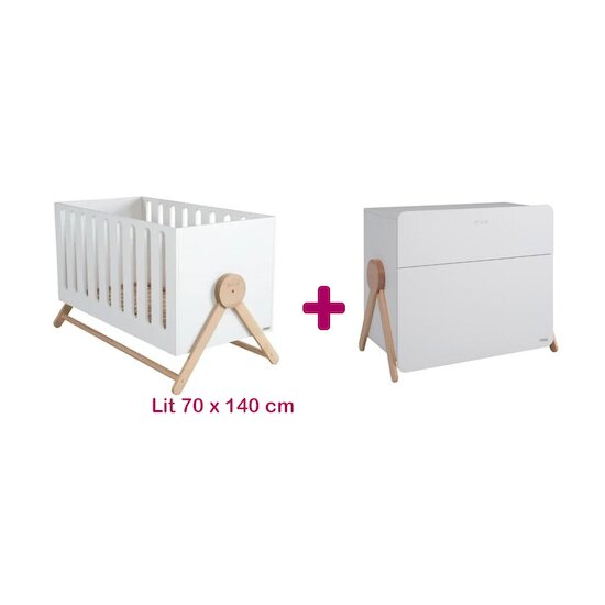 Micuna Chambre bébé duo Swing : lit 70x140, commode   Micuna Chambre bébé duo Swing : lit 70x140, commode