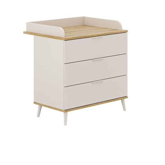  Commode à langer avec 3 tiroirs Hazel Cashmere Beige / Chêne montana 