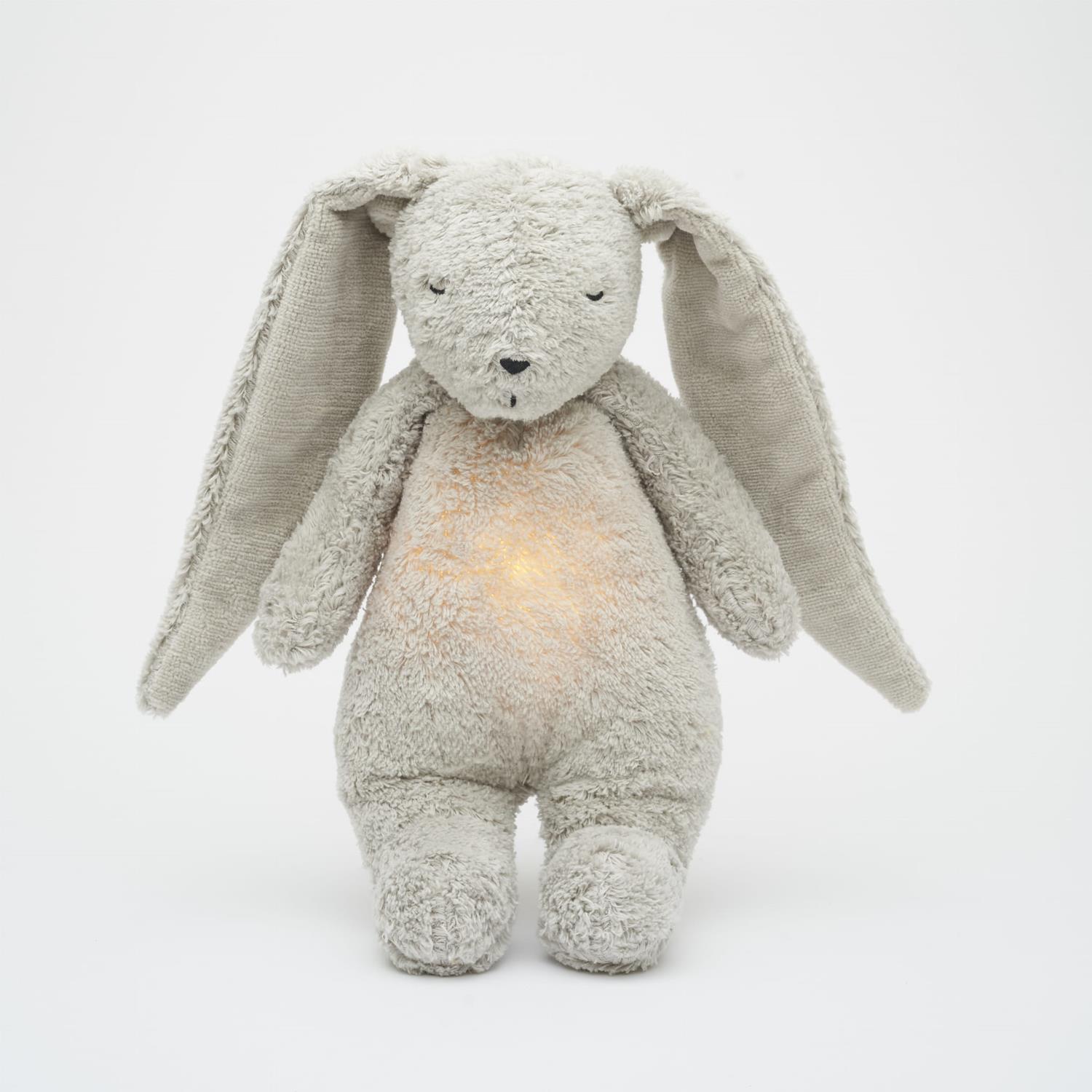 Peluche lapin nature bio avec sons & lumières GRIS Moonie