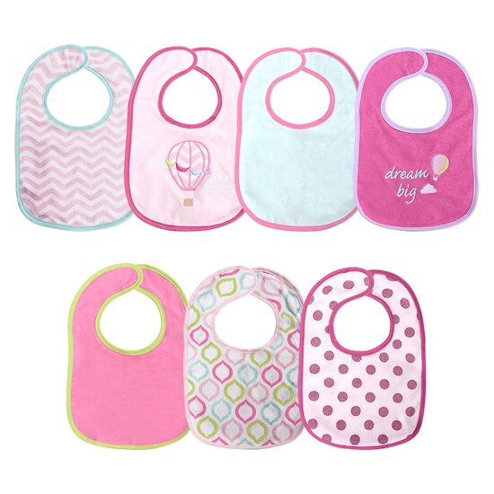 Lorelli Lot de 7 bavoirs avec velcro Fille Multicolore  Lorelli Lot de 7 bavoirs avec velcro Fille Multicolore