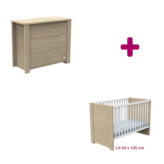 Sauthon Chambre bébé duo Antonin : lit 60x120, commode  