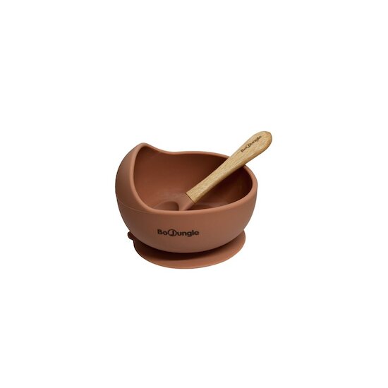 Bo Jungle B-Assiette ventouse silicone & cuillère Terracotta 