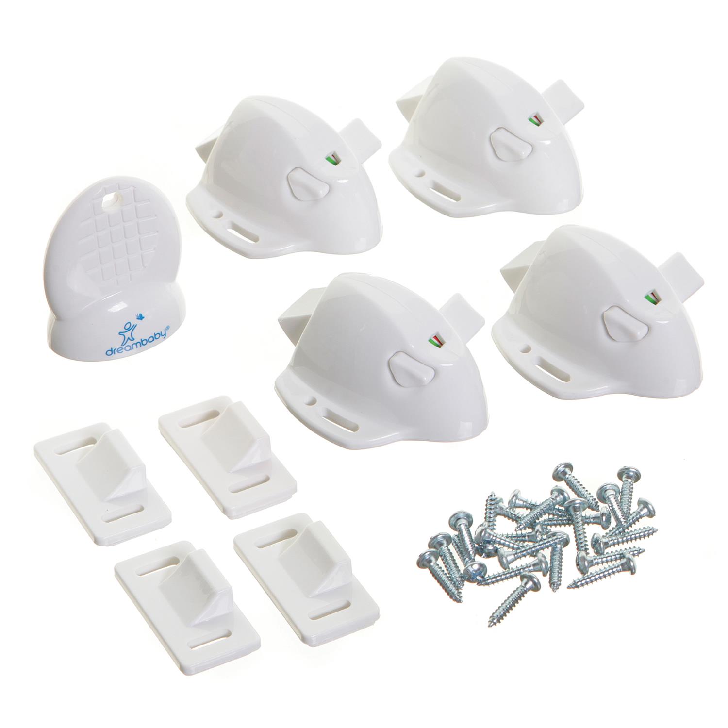 Dreambaby - Mag lock® adhésif  - 4 verrous + 1 clé BLANC Dreambaby