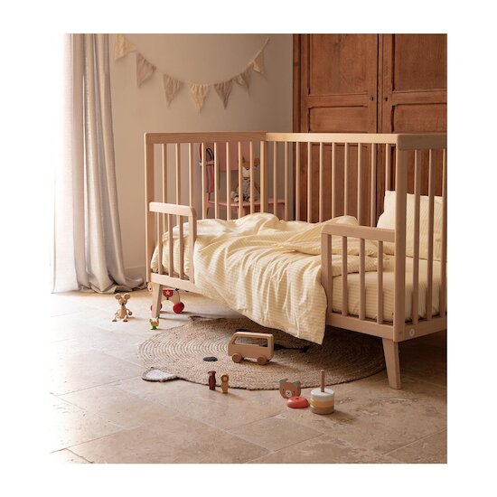 Kadolis Housse de couette Percale de Coton Bio bébé Rayé Tournesol 