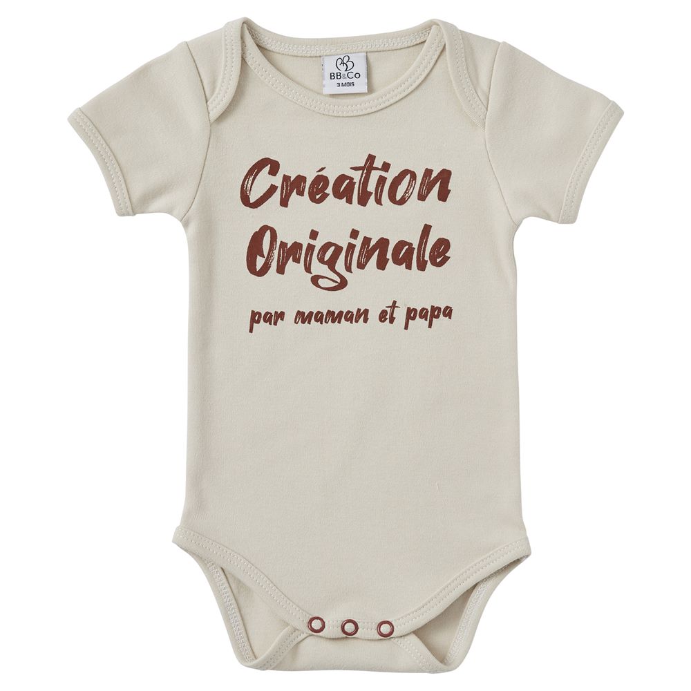 BB & Co - Body manches courtes "Création originale" BEIGE BB&Co